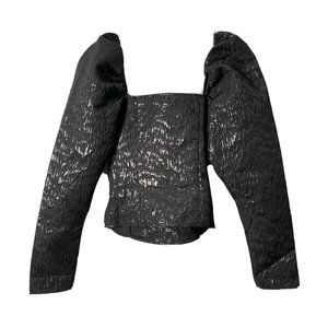 H&M new small black puff long sleeve square neck shirt with tags corset